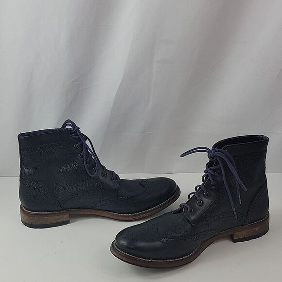 Ted Baker Derby Brogue Black Leather Men's Boots - Picture 4 of 14